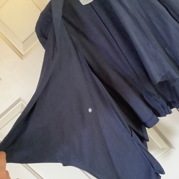 H by Halston Draped Zip Front Linen Blend Blazer Navy SZ 14 - Picture 12 of 16